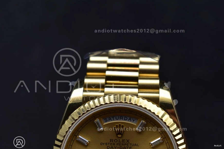 Diamond 904L QF with on vr3255 Dial (Gain Bracelet V5 YG Gold 36 Best Weight) DayDate Edition Steel President Stick 0425